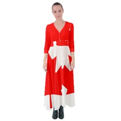 Canada Flag Canadian Flag View Button Up Maxi Dress by Ravend