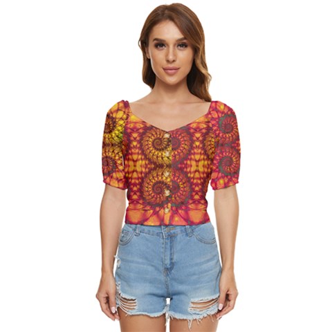 Art Pattern Fractal Design Abstract Artwork Button Up Blouse by Ravend