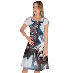 Ai Generated Viking God Fantasy Dog Norse Man Classic Short Sleeve Dress by danenraven