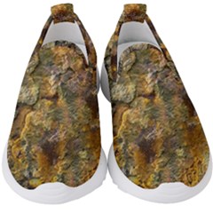 Rusty Orange Abstract Surface Kids  Slip On Sneakers by dflcprintsclothing