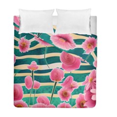 Different Watercolor Flowers Botanical Foliage Duvet Cover Double Side (full/ Double Size) by GardenOfOphir