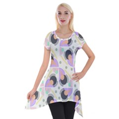 Pattern Pastel Drawing Art Short Sleeve Side Drop Tunic by Ravend