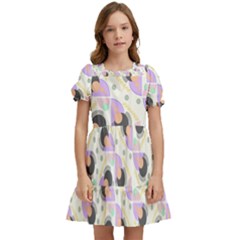 Pattern Pastel Drawing Art Kids  Puff Sleeved Dress by Ravend
