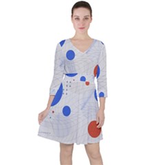 Computer Network Technology Digital Science Fiction Quarter Sleeve Ruffle Waist Dress by Ravend
