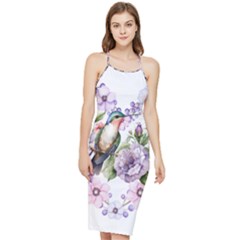 Hummingbird In Floral Heart Bodycon Cross Back Summer Dress by augustinet