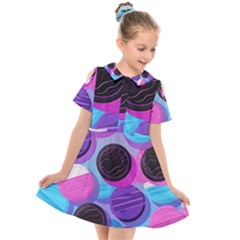Cookies Chocolate Cookies Sweets Snacks Baked Goods Kids  Short Sleeve Shirt Dress by Ravend