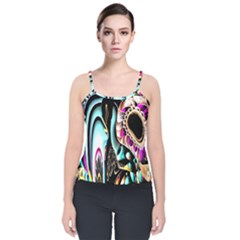 Garden Flower Nature Digital Art Abstract Velvet Spaghetti Strap Top by Ravend