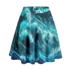 Thunderstorm Tsunami Tidal Wave Ocean Waves Sea High Waist Skirt by Ravend
