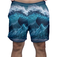 Tsunami Waves Ocean Sea Water Rough Seas 6 Men s Shorts by Ravend