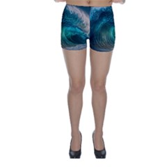 Tsunami Waves Ocean Sea Water Rough Seas 2 Skinny Shorts by Ravend