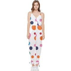 Polka Dot Sleeveless Tie Ankle Chiffon Jumpsuit by 8989