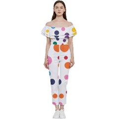 Polka Dot Off Shoulder Ruffle Top Jumpsuit by 8989
