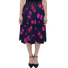 Wine Wine Bottles Background Graphic Classic Midi Skirt by Ravend