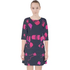 Wine Wine Bottles Background Graphic Quarter Sleeve Pocket Dress by Ravend