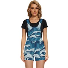 Waves Ocean Sea Pattern Water Tsunami Rough Seas Short Overalls by Ravend