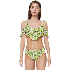 Background Pattern Graphic Beautiful Wallpaper Art Ruffle Edge Tie Up Bikini Set	 by Ravend