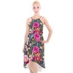 Astonishingly Beautiful Bluebells Watercolor High-low Halter Chiffon Dress  by GardenOfOphir