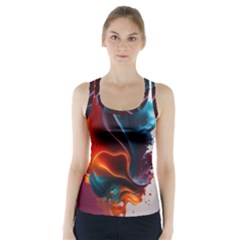 Ai Generated Swirl Splash Blaze Design Art Racer Back Sports Top by Ravend