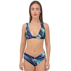 Ai Generated Dragon Fractal Art Texture Double Strap Halter Bikini Set by Ravend
