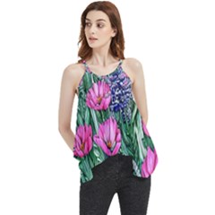 Cherished Watercolor Flowers Flowy Camisole Tank Top by GardenOfOphir