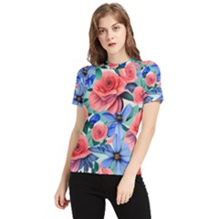 Classy Watercolor Flowers Women s Short Sleeve Rash Guard by GardenOfOphir