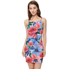 Classy Watercolor Flowers Summer Tie Front Dress by GardenOfOphir