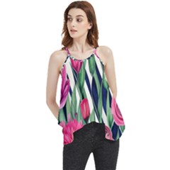 Classy Botanicals – Watercolor Flowers Botanical Flowy Camisole Tank Top by GardenOfOphir