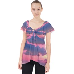 Sunset Over The Beach Lace Front Dolly Top by GardenOfOphir