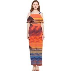 Reflecting Sunset Over Beach Draped Sleeveless Chiffon Jumpsuit by GardenOfOphir