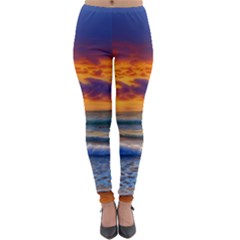 Summer Sunset Over The Ocean Lightweight Velour Leggings by GardenOfOphir