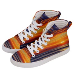 Nature s Sunset Over Beach Women s Hi-top Skate Sneakers by GardenOfOphir