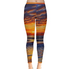Nature s Sunset Over Beach Inside Out Leggings by GardenOfOphir