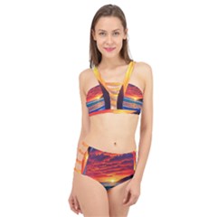 Sunset Over The Ocean Cage Up Bikini Set by GardenOfOphir