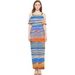 Tropical Sunset Draped Sleeveless Chiffon Jumpsuit by GardenOfOphir