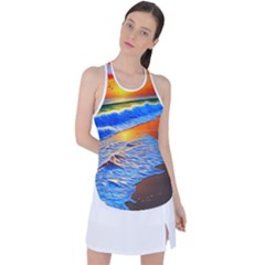 Summer Sunset At The Beach Racer Back Mesh Tank Top by GardenOfOphir