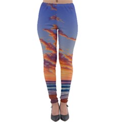 Summer Sunset Over Beach Lightweight Velour Leggings by GardenOfOphir