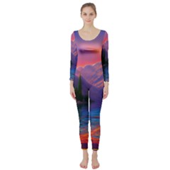 Magnificent Sunset Long Sleeve Catsuit by GardenOfOphir