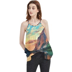Portentous Sunset Flowy Camisole Tank Top by GardenOfOphir
