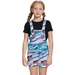 Shore Blue Ocean Waves Kids  Short Overalls by GardenOfOphir