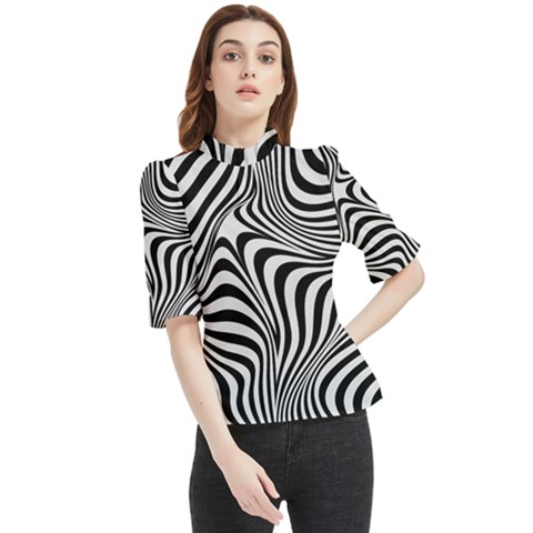 Pattern Geometric Lines Shapes Design Art Frill Neck Blouse by Ravend