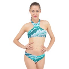 Waves On The Ocean Ii High Neck Bikini Set by GardenOfOphir
