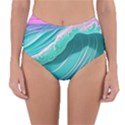 Pink Ocean Waves Reversible High-Waist Bikini Bottoms View3
