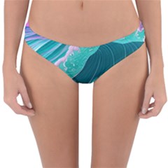 Pink Ocean Waves Reversible Hipster Bikini Bottoms by GardenOfOphir