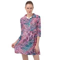 Ocean Waves In Pink Ii Mini Skater Shirt Dress by GardenOfOphir