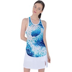 Abstract Blue Ocean Wave Ii Racer Back Mesh Tank Top by GardenOfOphir