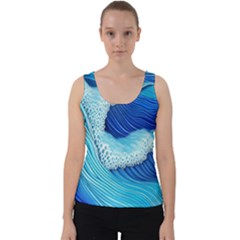 Waves Blue Ocean Velvet Tank Top by GardenOfOphir