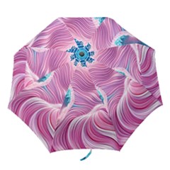 Pink Water Waves Folding Umbrellas by GardenOfOphir