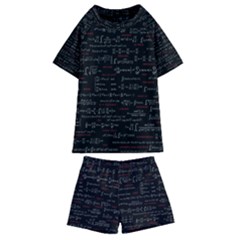Black Background With Text Overlay Digital Art Mathematics Kids  Swim Tee And Shorts Set by Jancukart