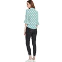 Blue And White Polka Dots Loose Horn Sleeve Chiffon Blouse View2