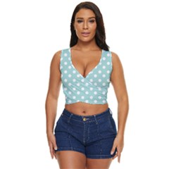 Blue And White Polka Dots Women s Sleeveless Wrap Top by GardenOfOphir